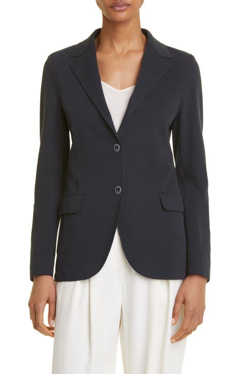 Single Breasted Cotton Blend Blazer