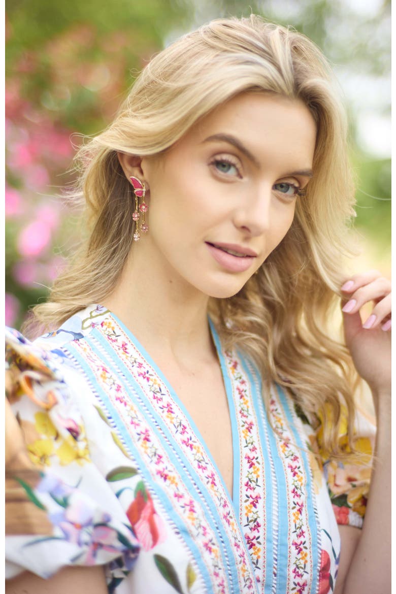 New York Botanical Garden® 2-in-1 Butterfly Statement Earrings, Alternate, color, Pink