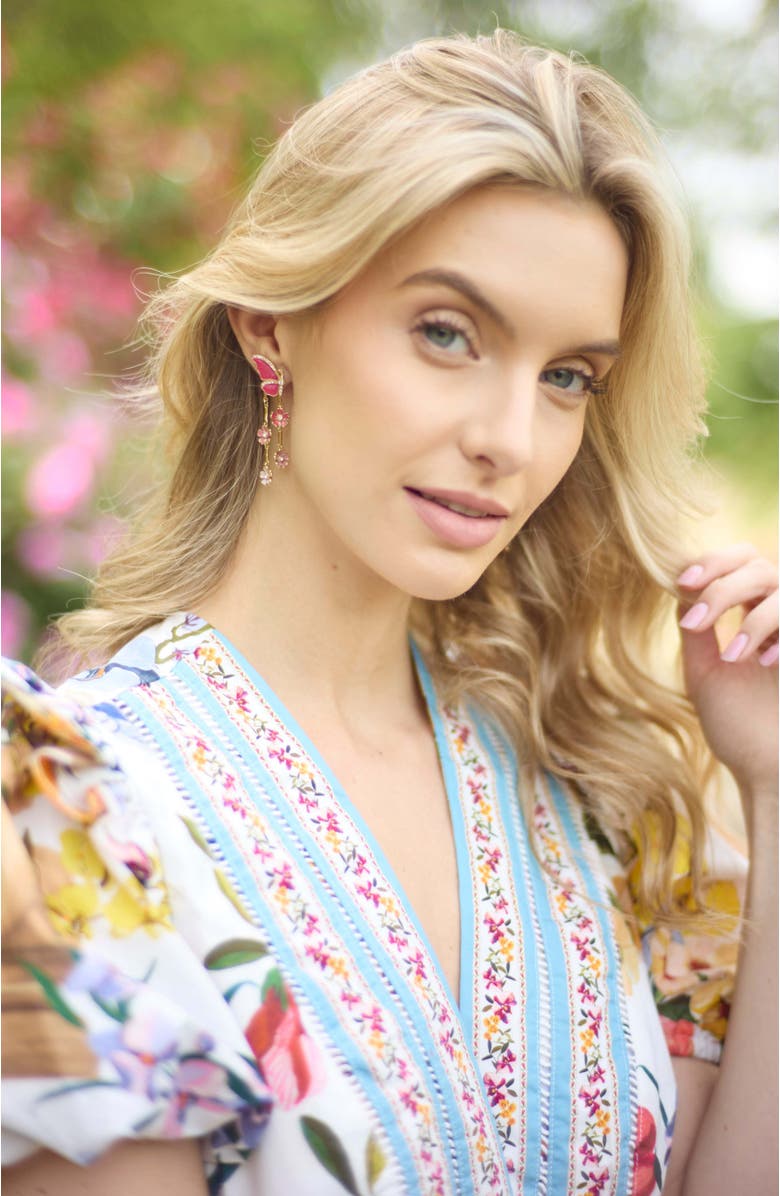Alex and Ani New York Botanical Garden<sup>®</sup> 2-in-1 Butterfly Statement Earrings, Alternate, color, Pink