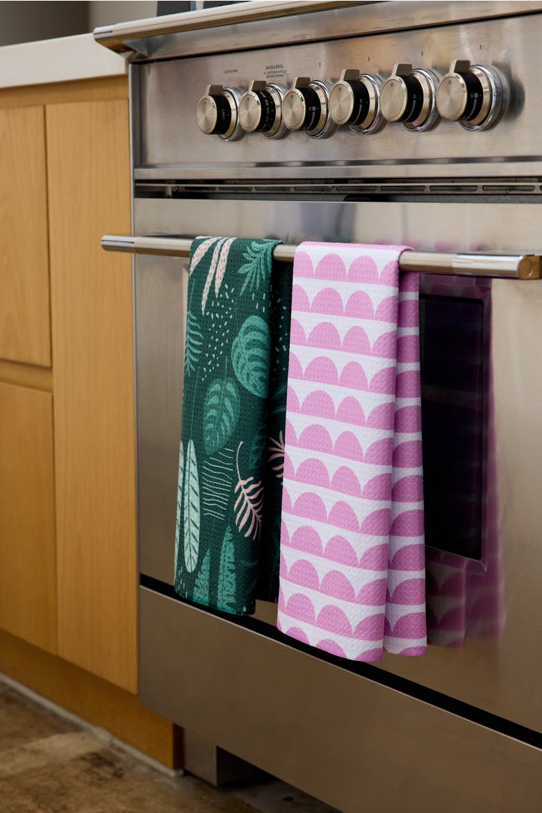 Kitchen Tea Towel Set, Alternate, color, Scallop Forest