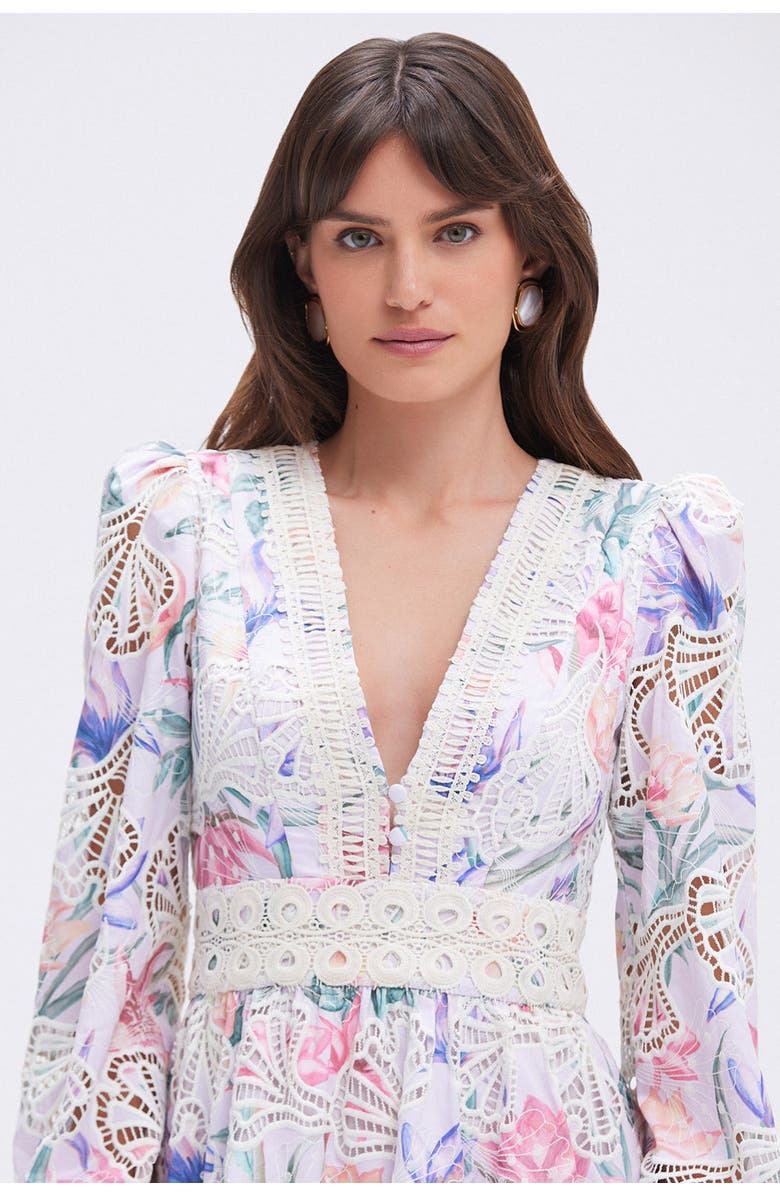 PatBO Amaryllis Embroidered Mini Dress, Main, color, Light Blue