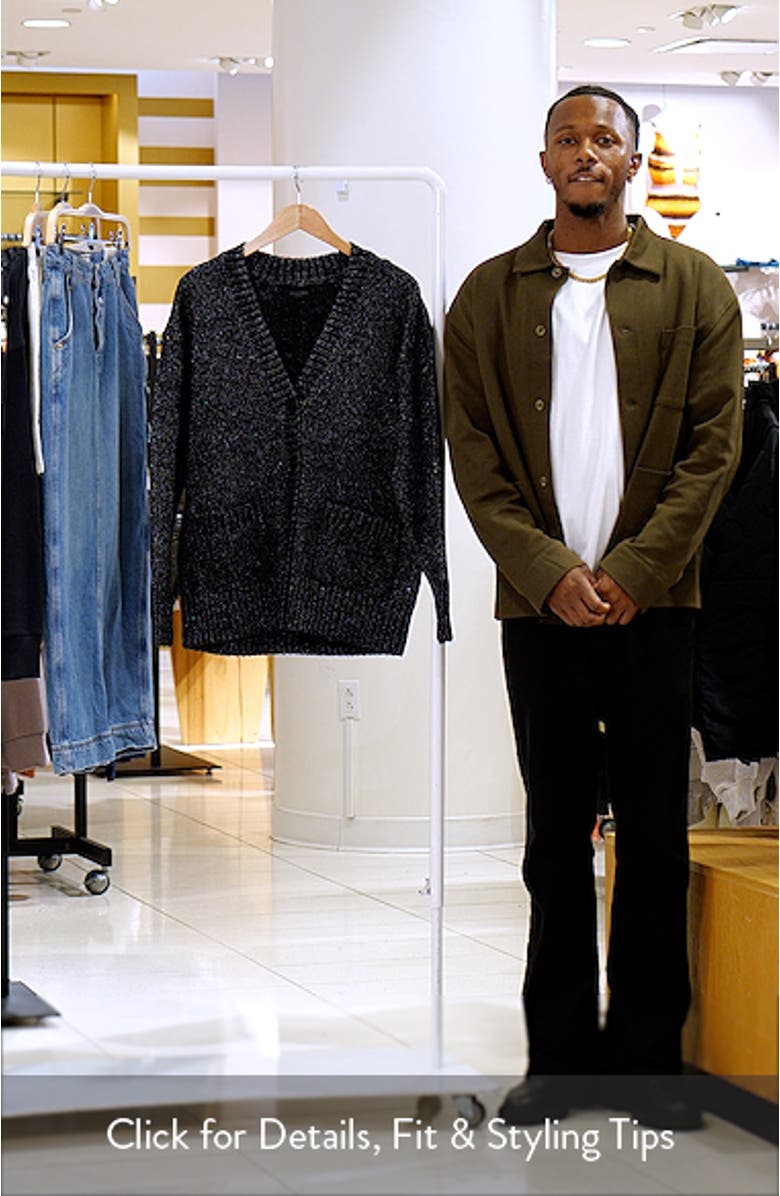 Sabrina Metallic Merino Wool Blend Cardigan, sales video thumbnail