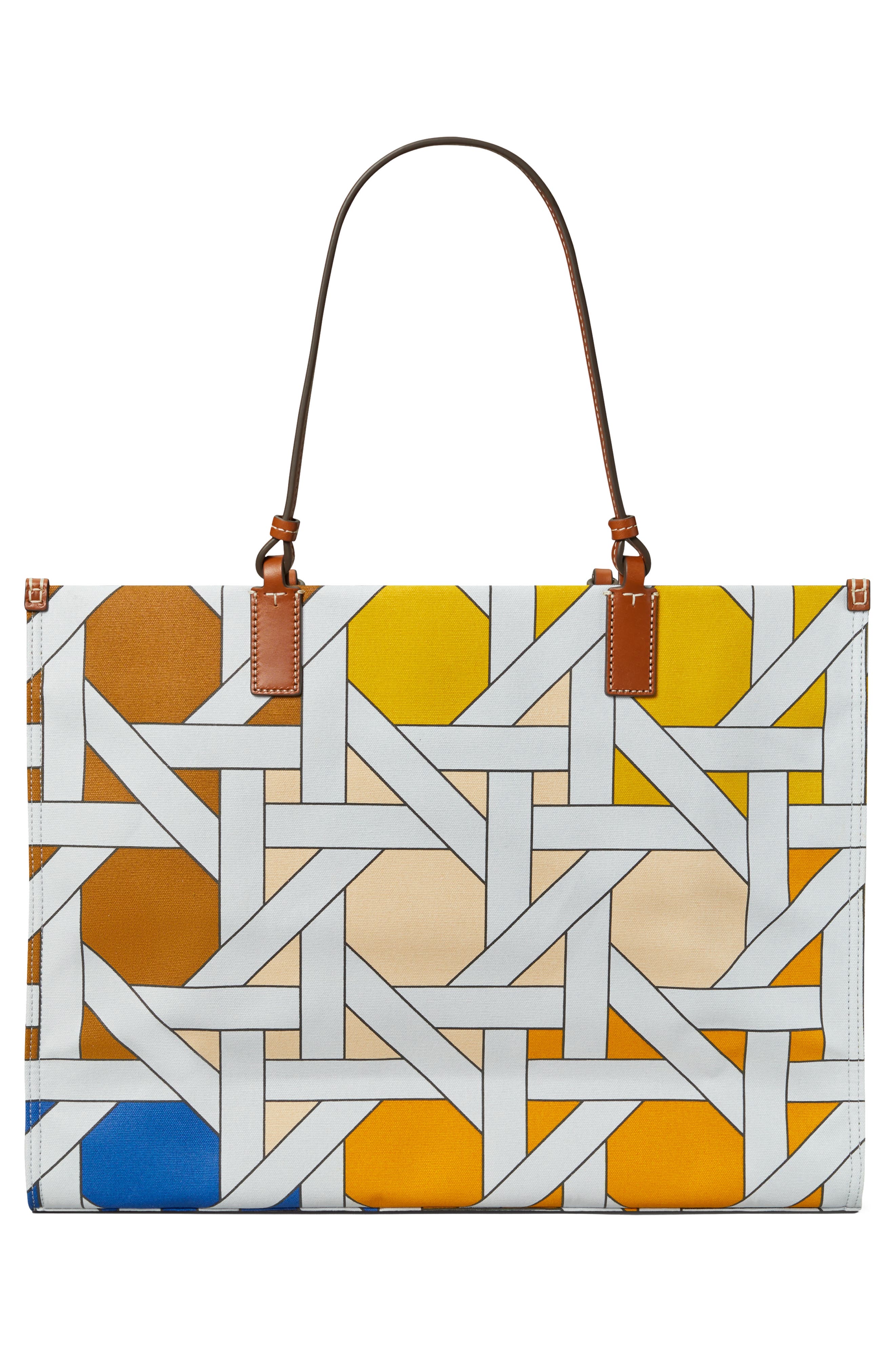 Tory Burch Ella Cotton Canvas Basketweave Tote, Alternate, color, 