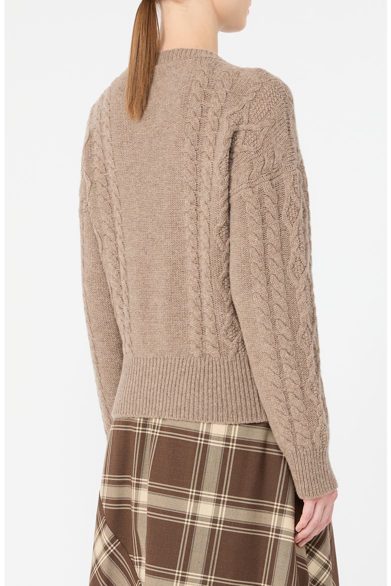 Virgin Wool Cable Knit Sweater, Alternate, color, HAZELNUT BROWN