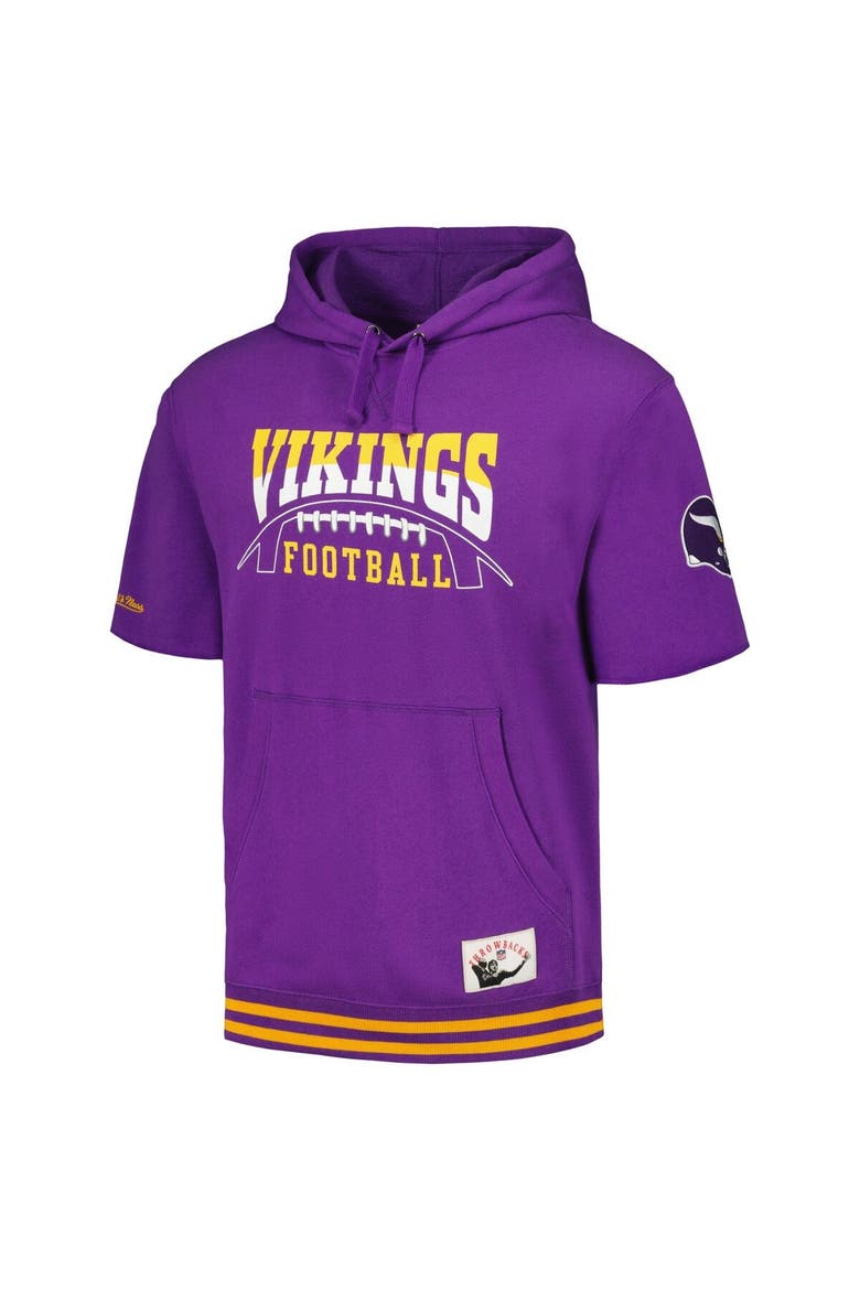 Men's Mitchell & Ness Purple Minnesota Vikings Pre-Game Short Sleeve Pullover Hoodie, Alternate, color, Purple