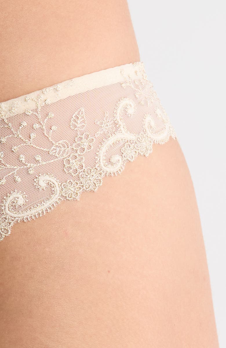 Simone Perele Delice Embroidered Thong, Alternate, color, Topaz Beige