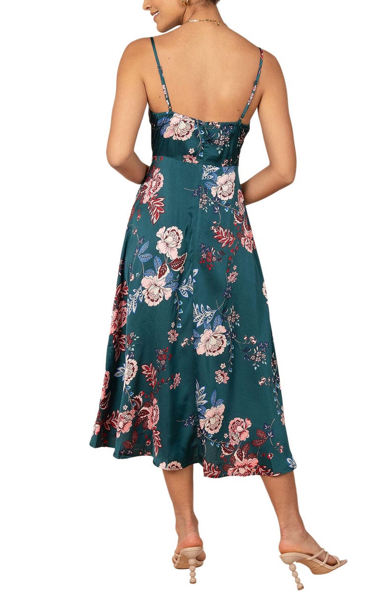 Petal & Pup Alejandra Floral Print Midi Dress, Alternate, color, Emerald