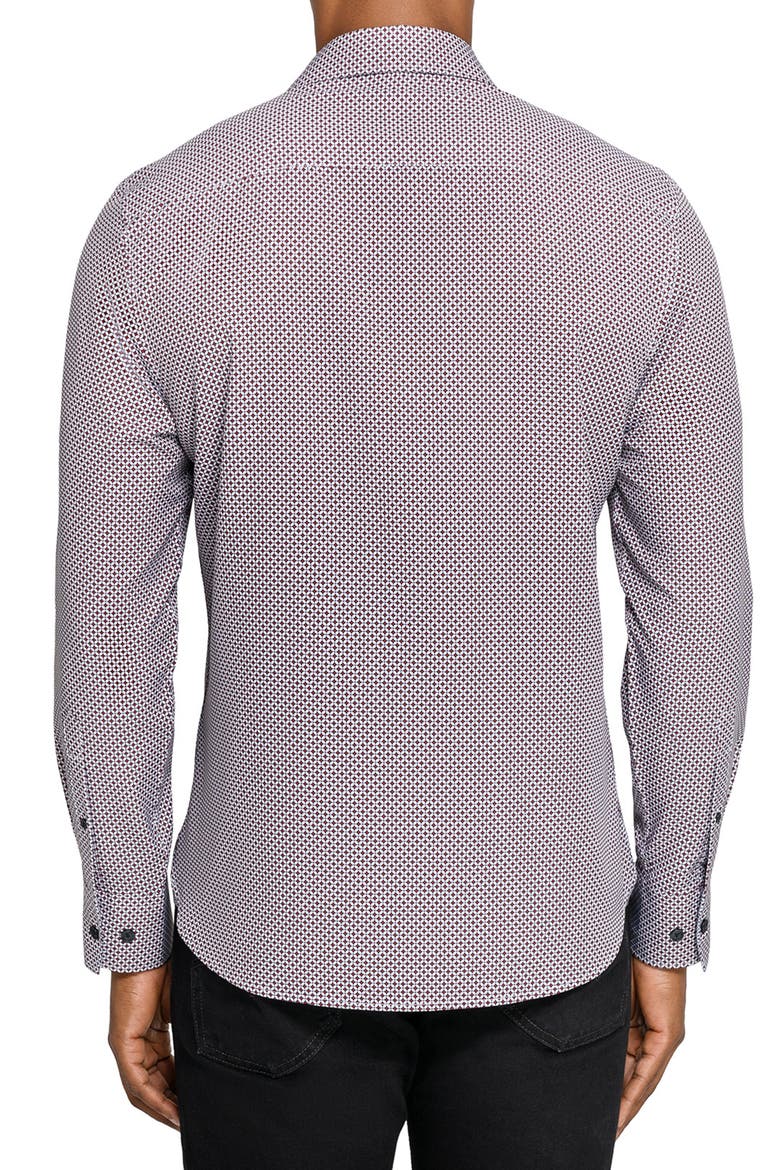 Geo Woven Long Sleeve Basic, Alternate, color, WHITE/RED