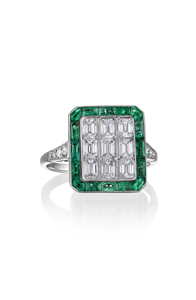 Mindi Mond Icon Colombian Emerald & Diamond Deco Ring, Main, color, 