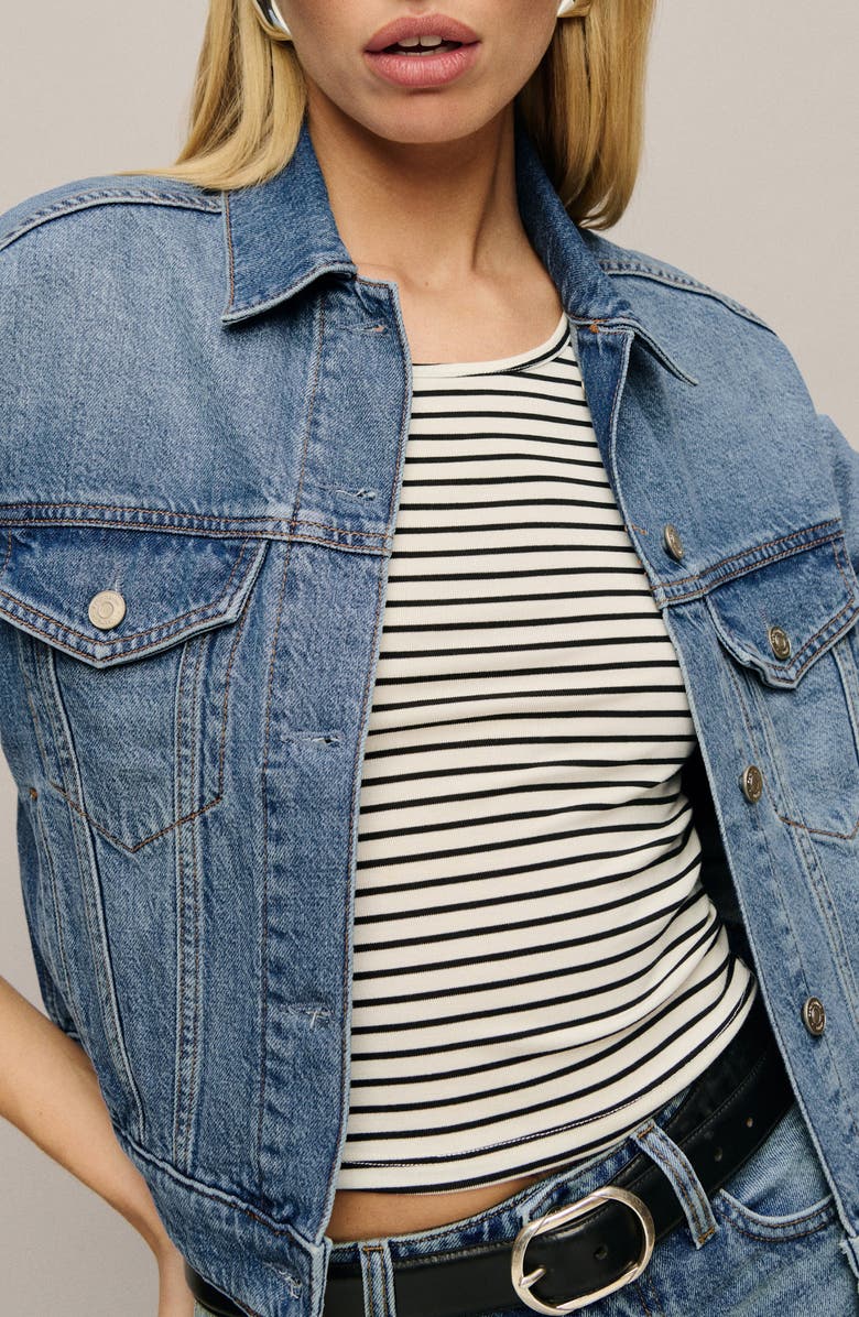 Reformation Rhodes Lived-In Denim Jacket, Alternate, color, Nosara