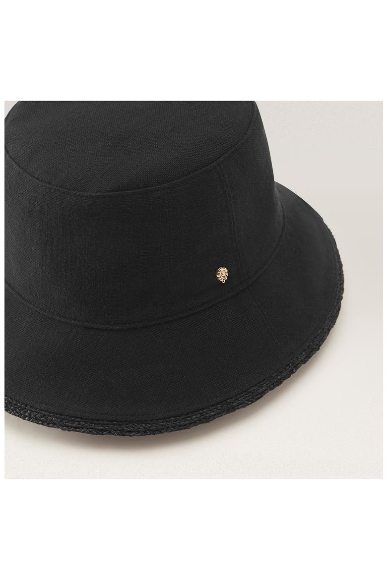 Nazar UPF 50+ Cotton & Raffia Bucket Hat, Alternate, color, BLACK