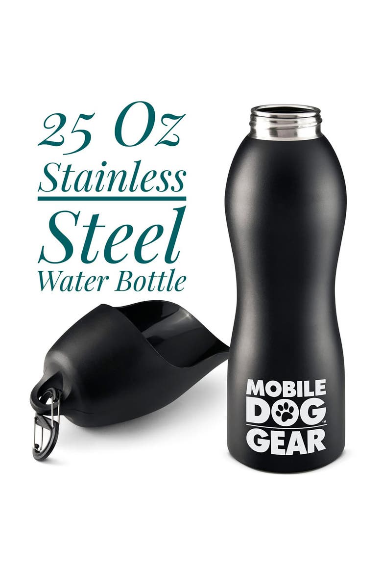 Stainless Steel Dog Water Bottle, Alternate, color, Black