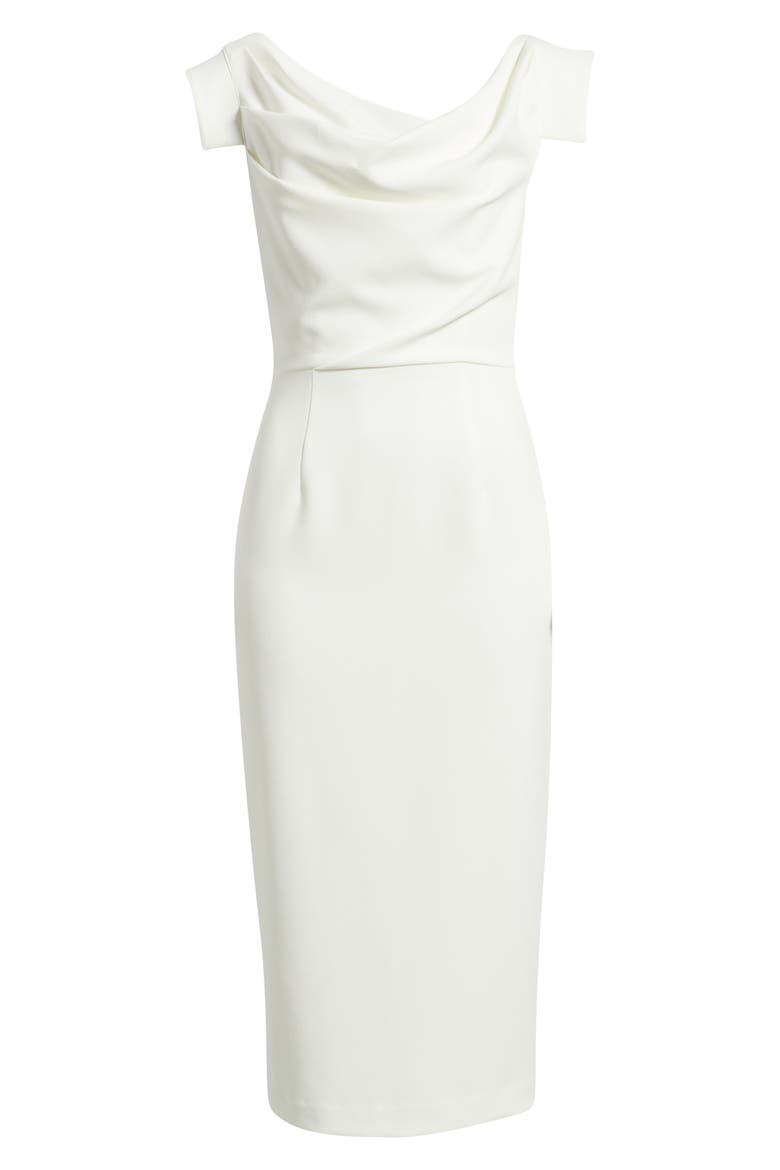 Jacqueline Midi Gabardine Sheath Dress, Alternate, color, PORCELAIN