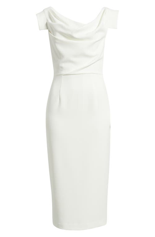 Black Halo Jacqueline Midi Gabardine Sheath Dress In White