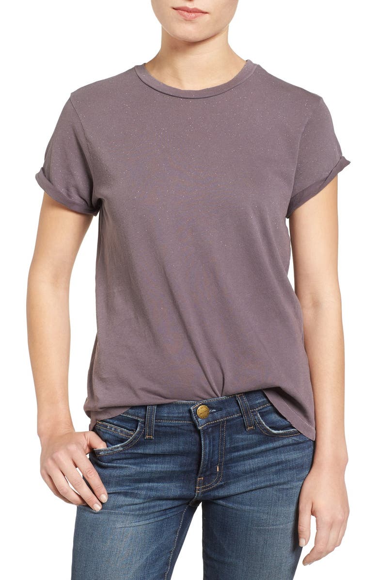 Current/Elliott The Rolled Sleeve Glitter Tee, Main, color, 