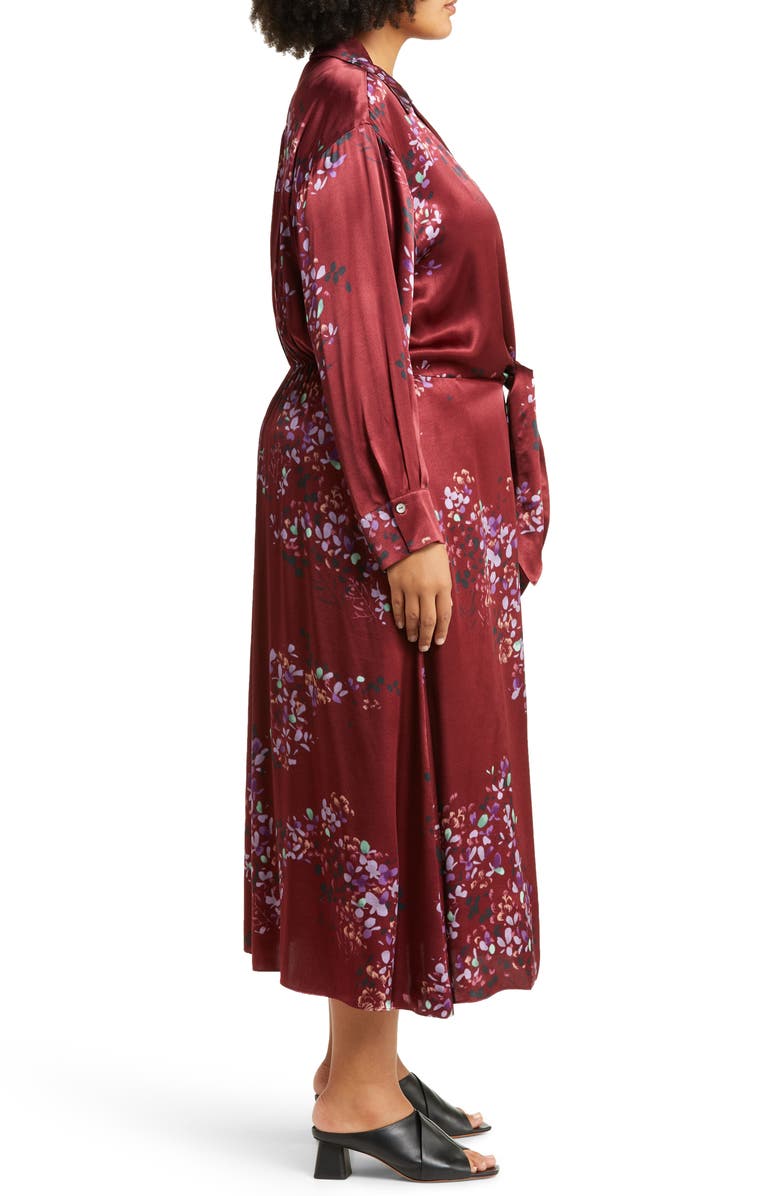 Vince Forsythia Long Sleeve Satin Shirtdress, Alternate, color, Dk Cinnamon