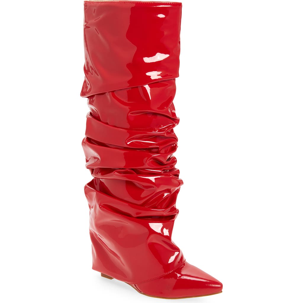 Azalea Wang Sif Slouchy Knee High Boot In Red