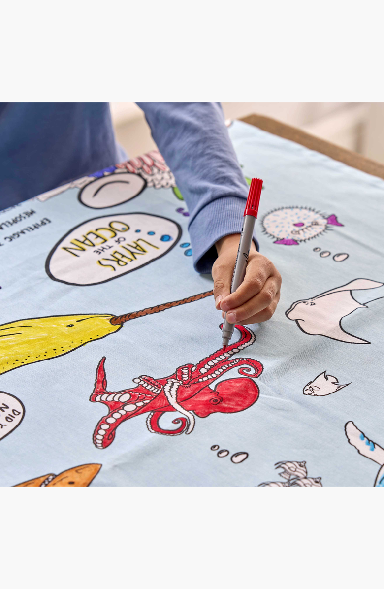 Eat Sleep Doodle Under the Sea Tablecloth, Alternate, color, Light Blue