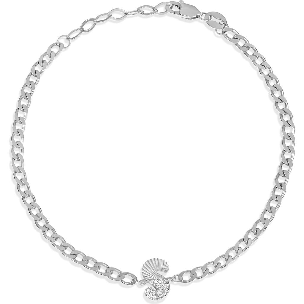 Shymi Half Pavé & Half Fluted Initial Pendant Bracelet In Silver