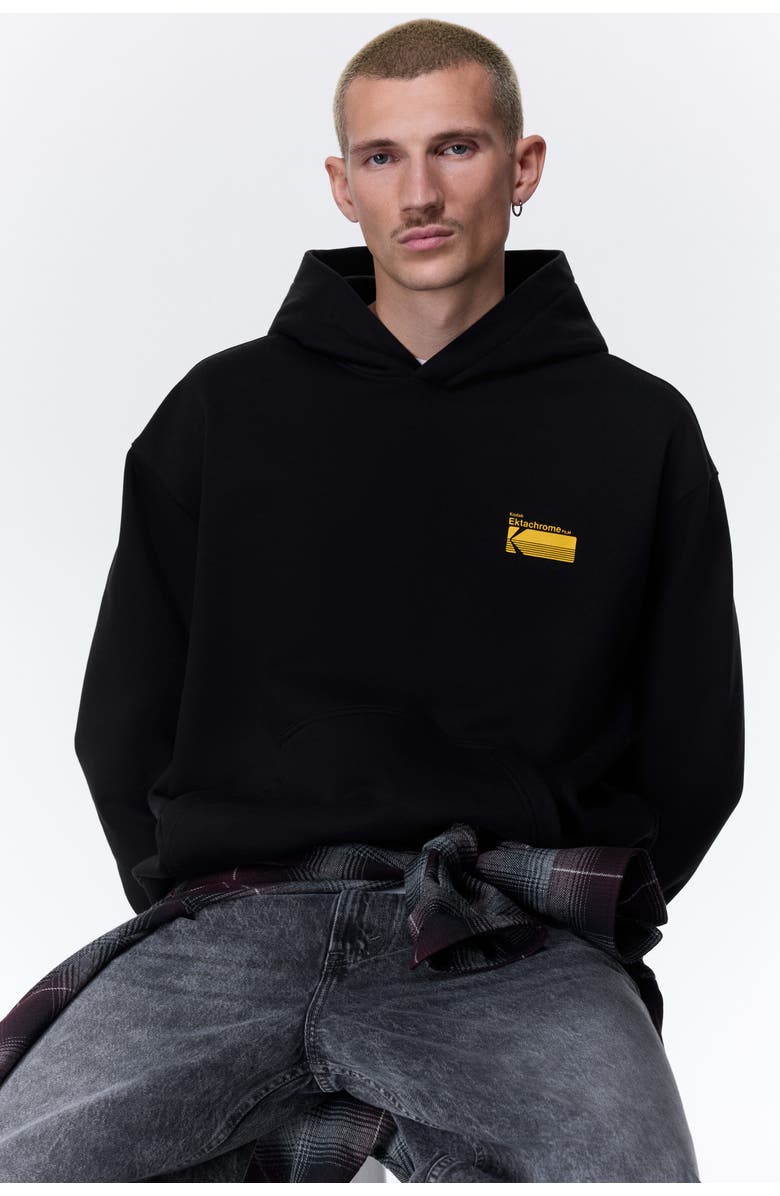 H&M Loose Fit Printed Hoodie, Alternate, color, Black/Kodak