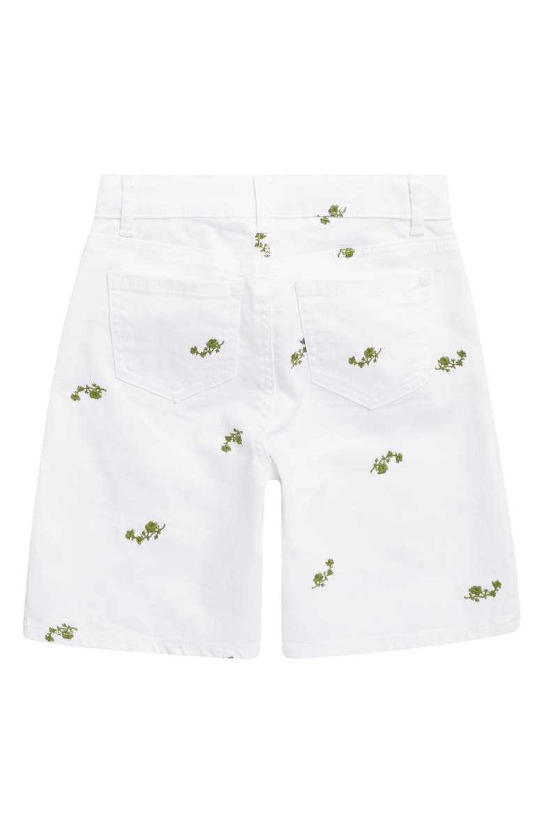 Tractr Kids' Embroidered Denim Bermuda Shorts, Alternate, color, White Green Floral