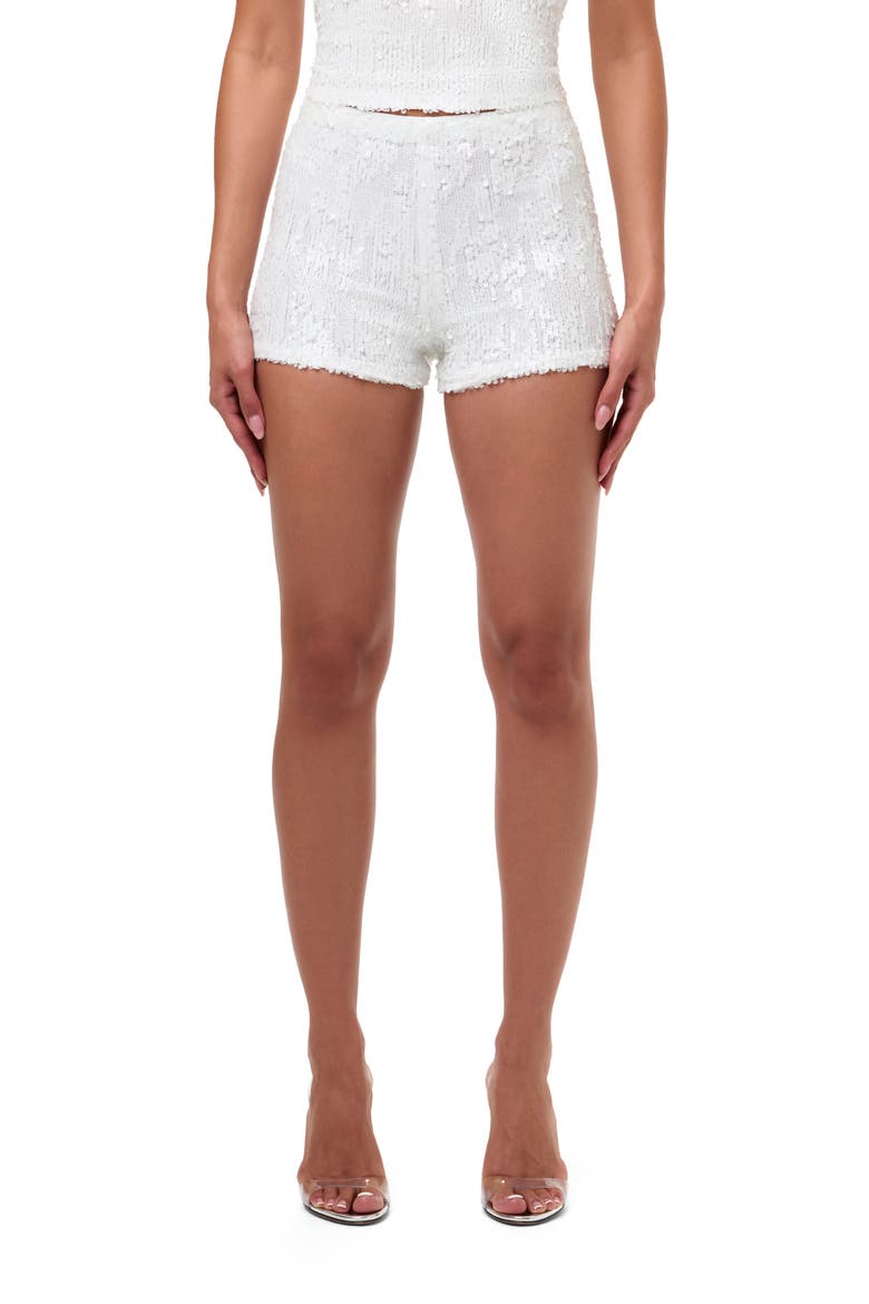 Sequin Hot Shorts, Main, color, WHITE
