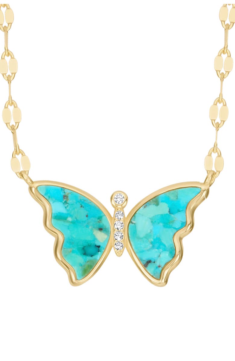ATHRA LUXE Turquoise Butterfly Pendant Necklace, Alternate, color, Turquoise/ Gold