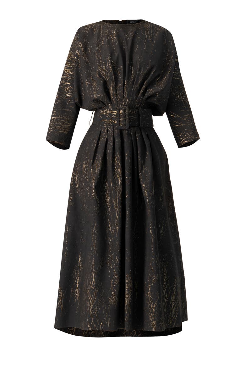 Midi Dress with Belt, Alternate, color, Black
