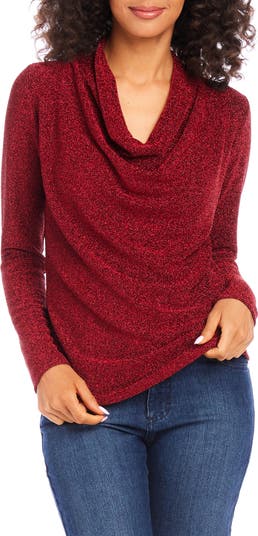 Karen Kane Metallic Knit Twist Front Puff Sleeve Top Metallic Silver Size L main image 1