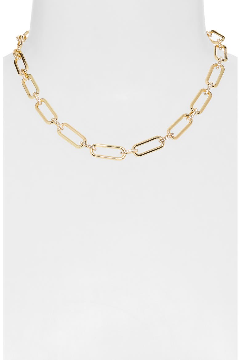 Delia Chain Necklace, Alternate, color, CLEAR GOLD