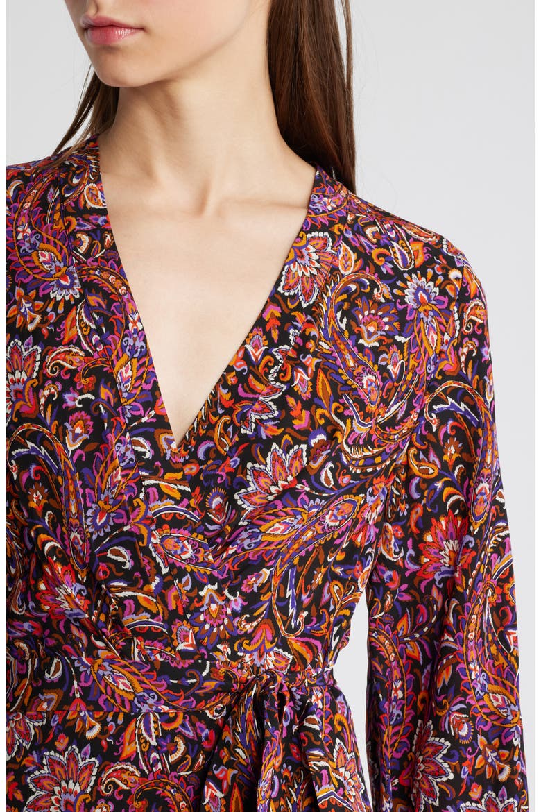 Dorothy Long Sleeve Faux Wrap Dress, Alternate, color, BLACK MULTI