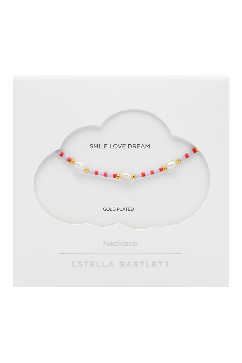 Miyuki & Faux Pearl Necklace, Alternate, color, GOLD