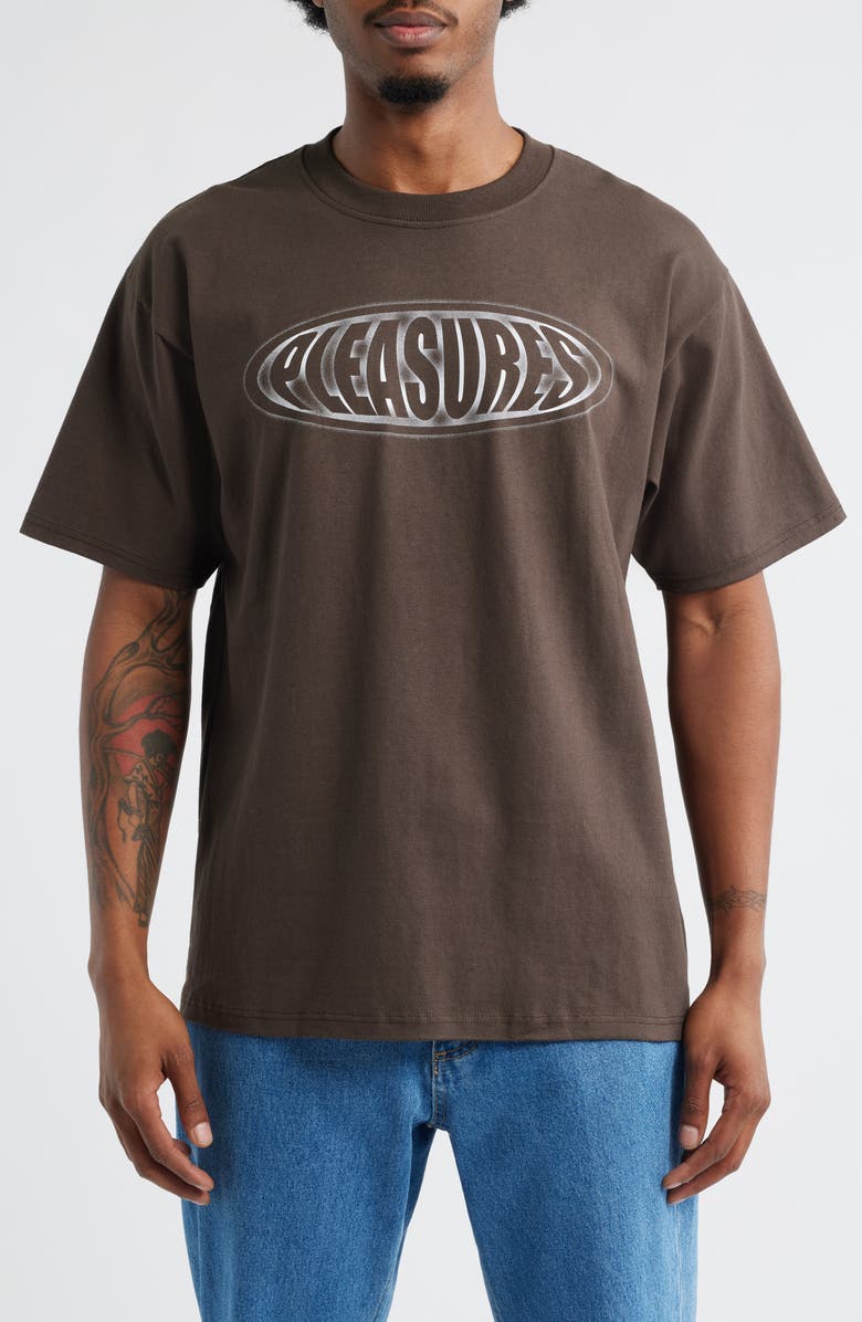 PLEASURES Sandblast Logo Graphic T-Shirt, Main, color, Clove