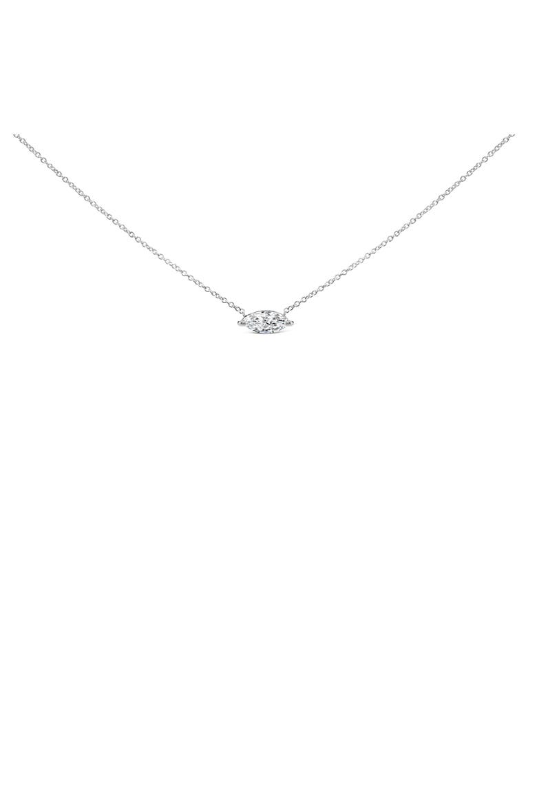 14K White Gold 1/2 Cttw Marquise Lab-Grown Diamond Solitaire Pendant Necklace, Alternate, color, White