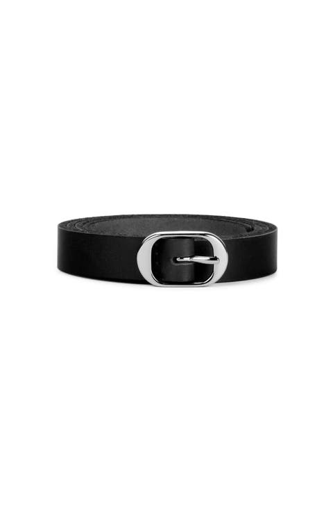 Oval Buckle Leather Belt 18mm