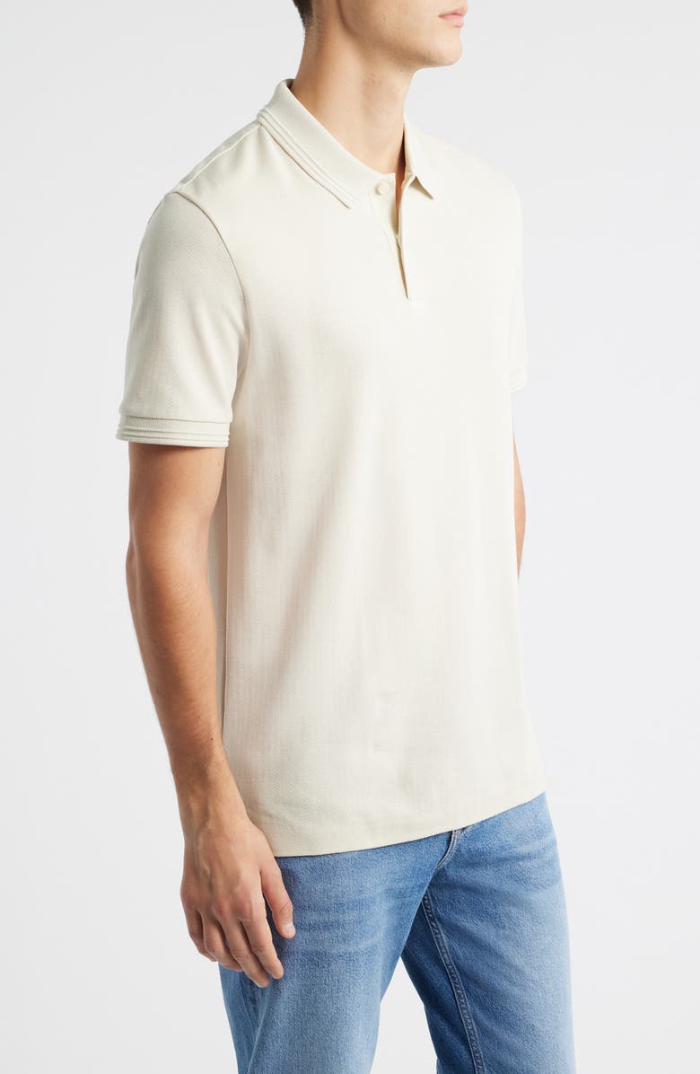 BOSS Parlay Herringbone Cotton Polo, Alternate, color, Open White