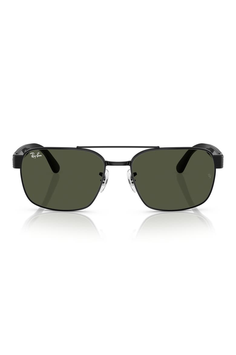 61mm Square Sunglasses, Main, color, BLACK