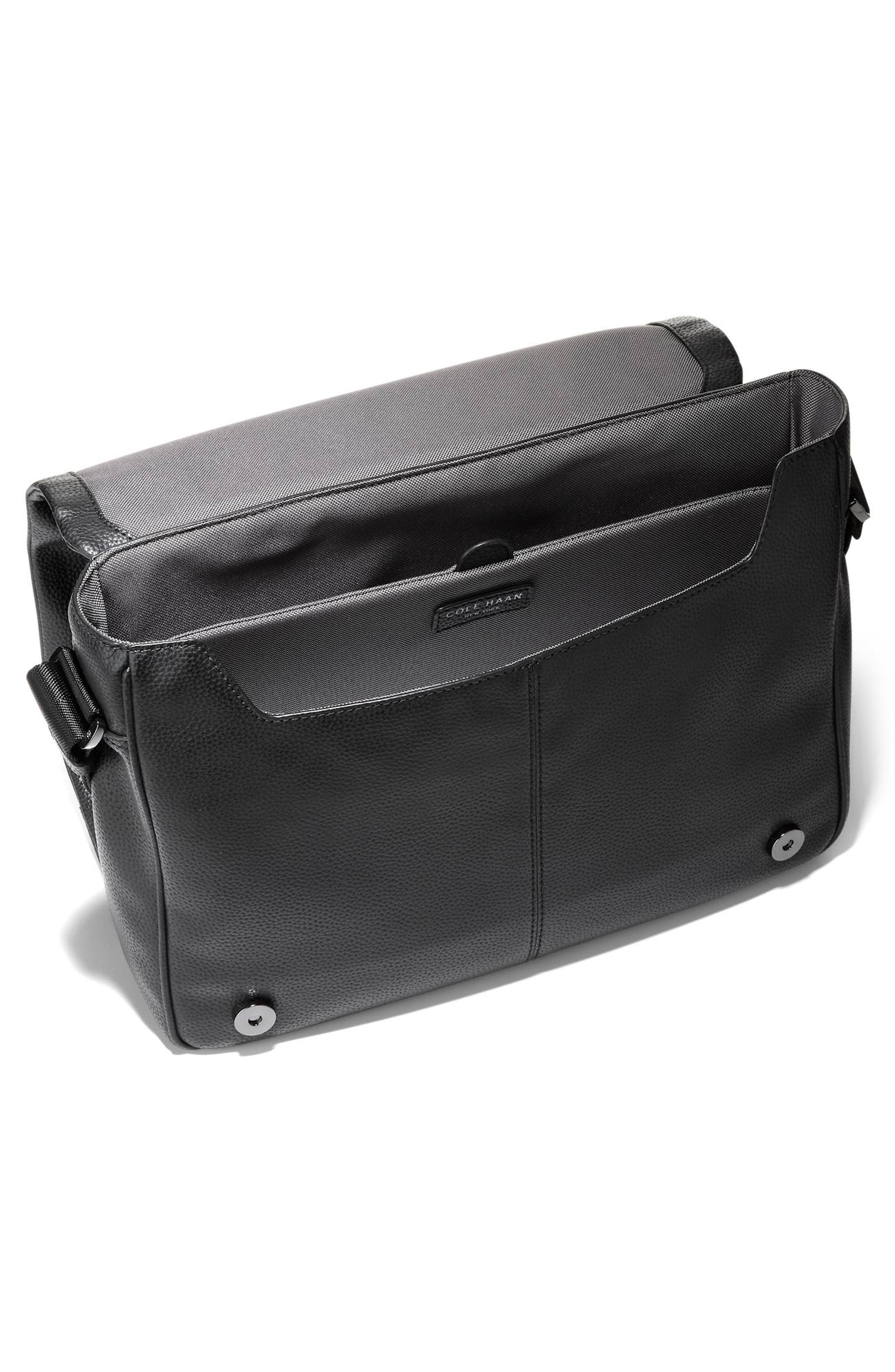 Belmont Leather Messenger Bag, Alternate, color, BLACK