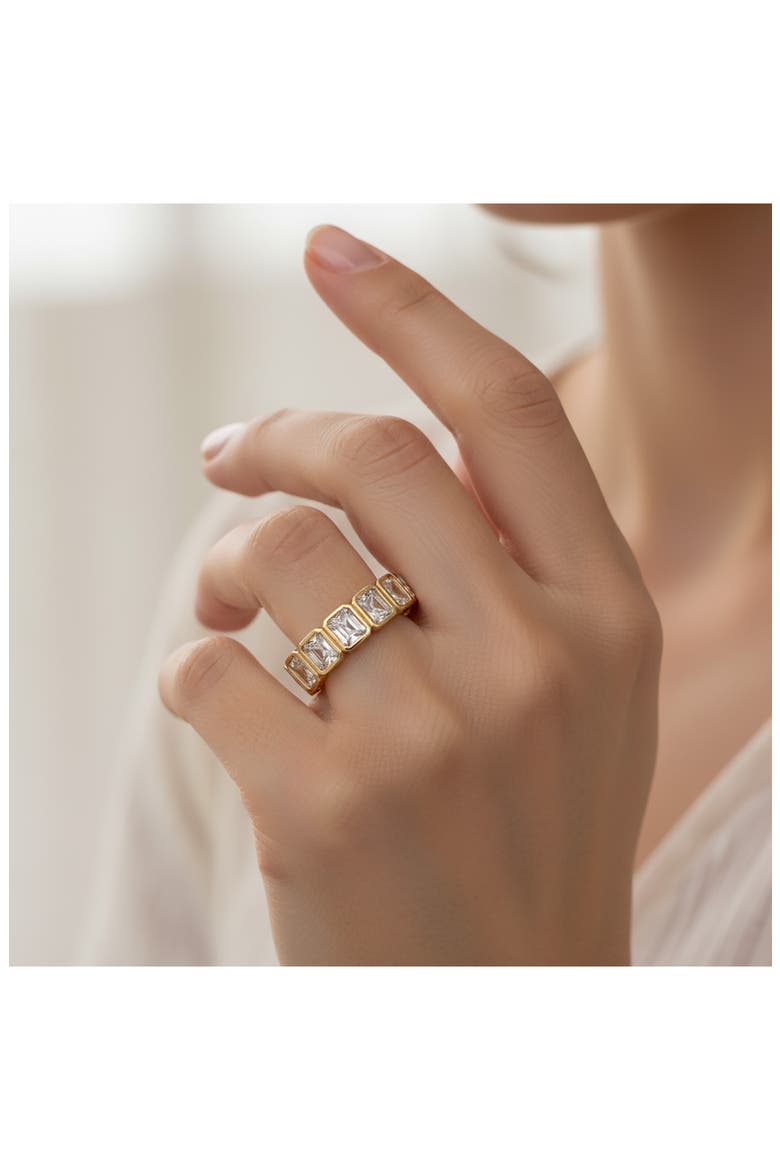 18K Gold Clad Bezel Set CZ Eternity Ring, Alternate, color, CUBIC ZIRCONIA