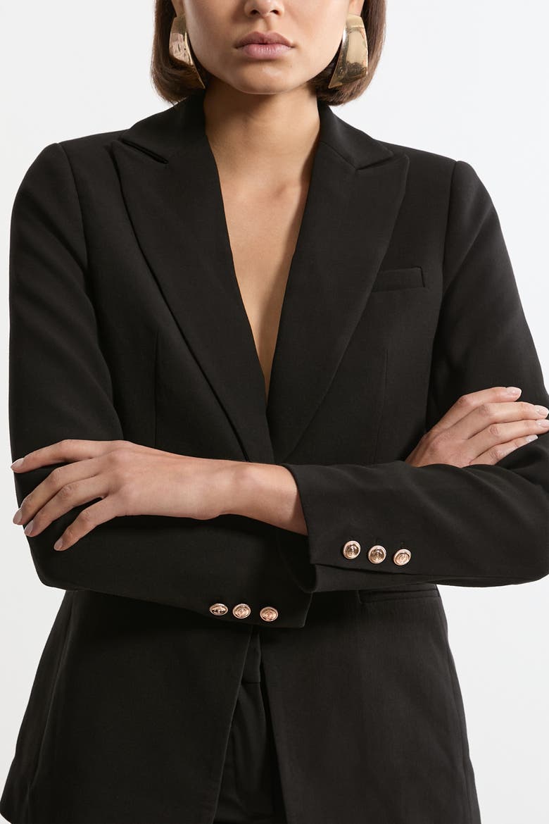 Tailored Single Breasted Blazer, Alternate, color, Black