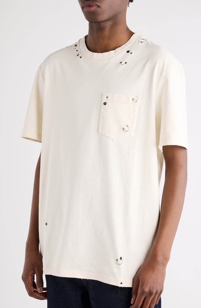 Isabel Marant Yezra Pierced Pocket T-Shirt, Alternate, color, Ecru