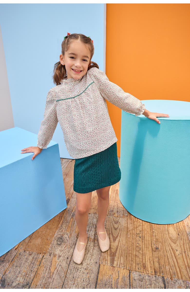 BISBY Kids' Quilted Mini Skirt, Alternate, color, Emerald Cable