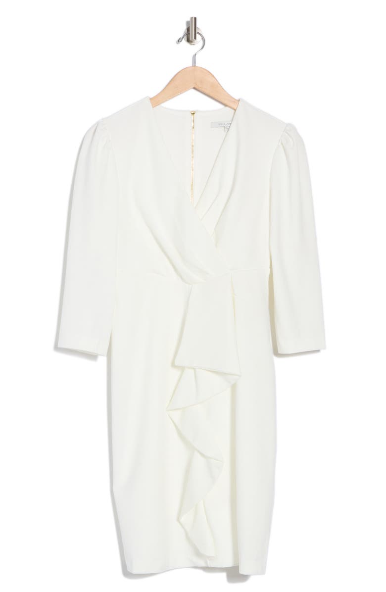 Julia Jordan Cascade Ruffle Crepe Sheath Dress, Alternate, color, Ivory