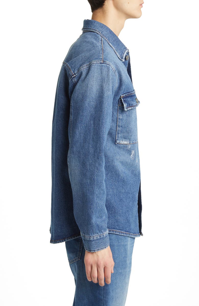 NN07 Roger 1871 Distressed Stretch Denim Overshirt, Alternate, color, 