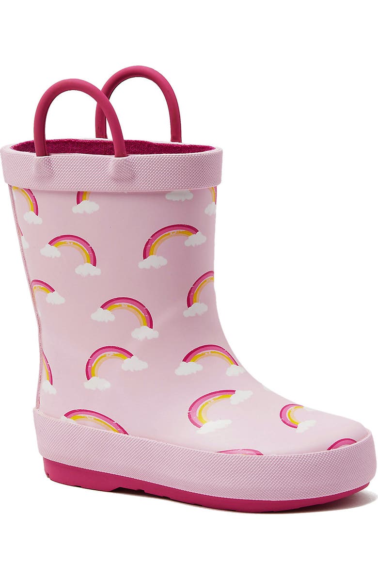 Lands' End Toddlers Pull On Splash Rubber Rain Boots, Main, color, Pink Rainbows
