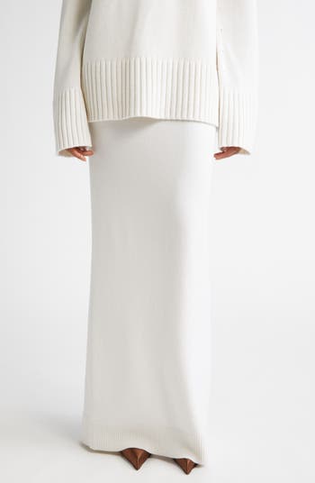 スカート MICHAEL MICHAEL KORS Knitted skirt White Michael Kors Collection Back Slit Cashmere Blend Maxi