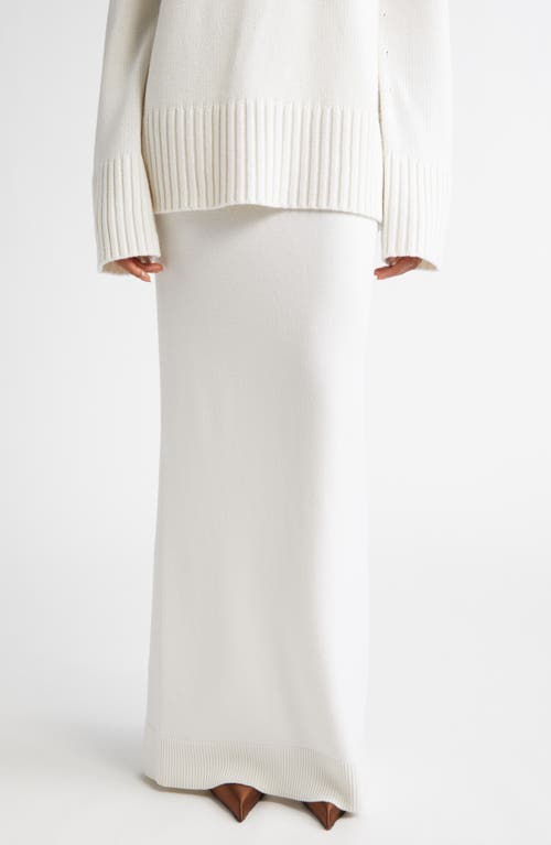 Michael Kors Collection Back Slit Cashmere Blend Maxi Sweater Skirt In Optic White