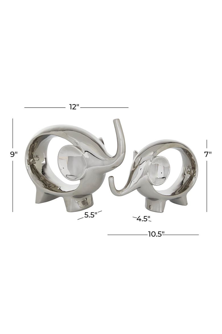 Silvertone Contemporary Elephant Sculpture - Set of 2, Alternate, color, SILVER