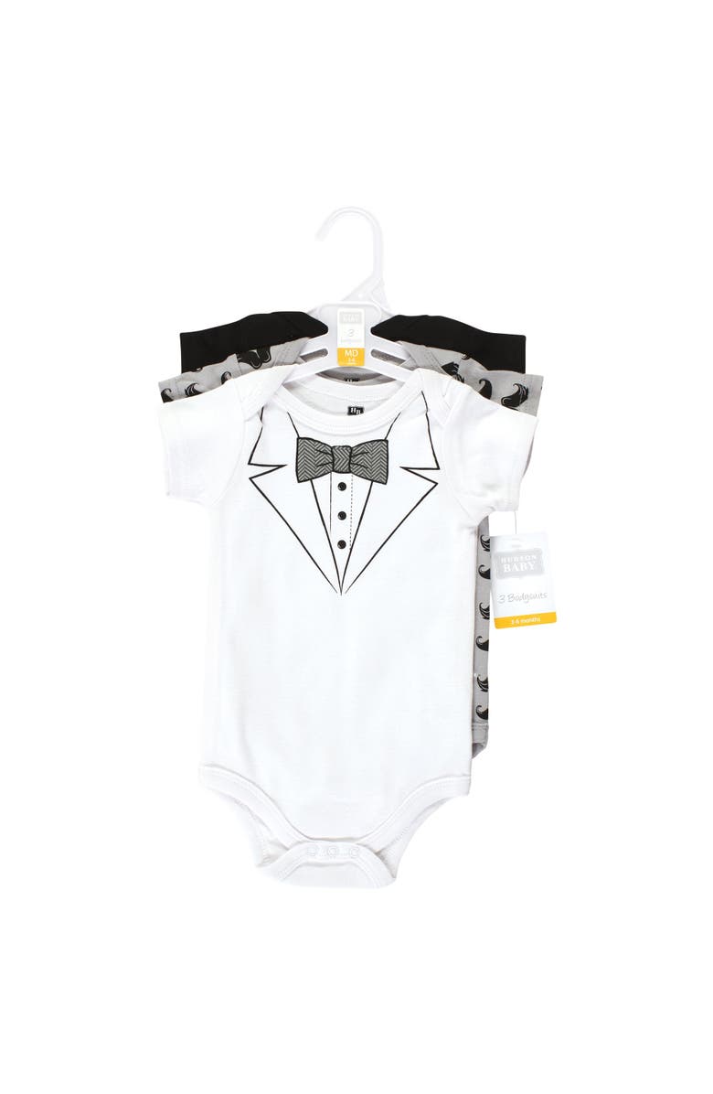 Hudson Baby Cotton 3-Piece Bodysuit Bundle, Alternate, color, Tweed Bow Tie