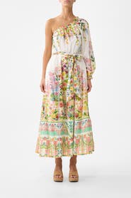 Camilla One Shoulder Dress With Blouson Sleeve